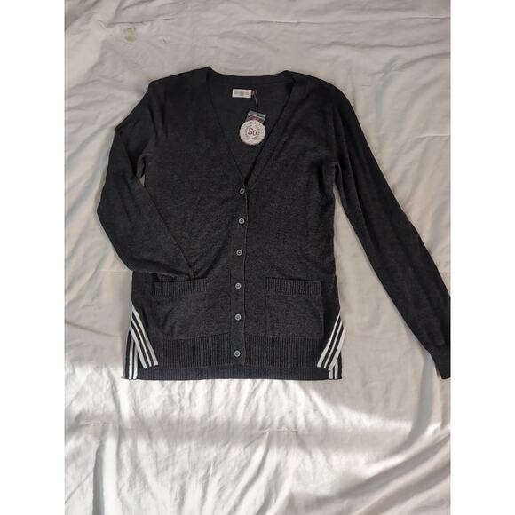 SO Varsity Cardigan Gray Marl Women’s M — Preppy Heritage Knit Sweater NWT - Picture 1 of 7